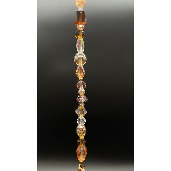 Beaded Suncatcher Champagne Gold Brown Clear Crystal Prism Hanging Patio Decor - Picture 5 of 10